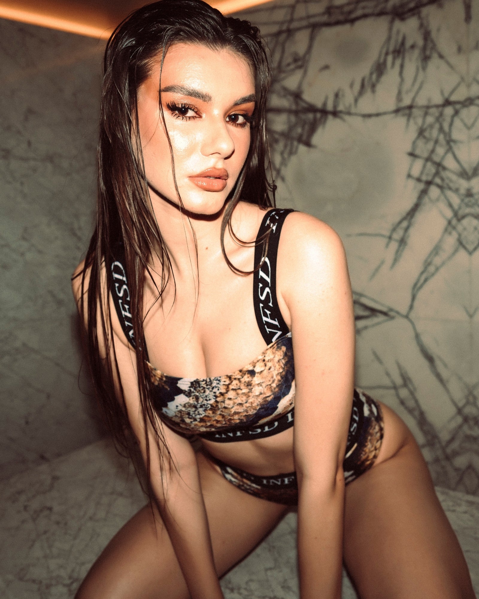 Slip de Baie Bralette, Iced Coffee Python