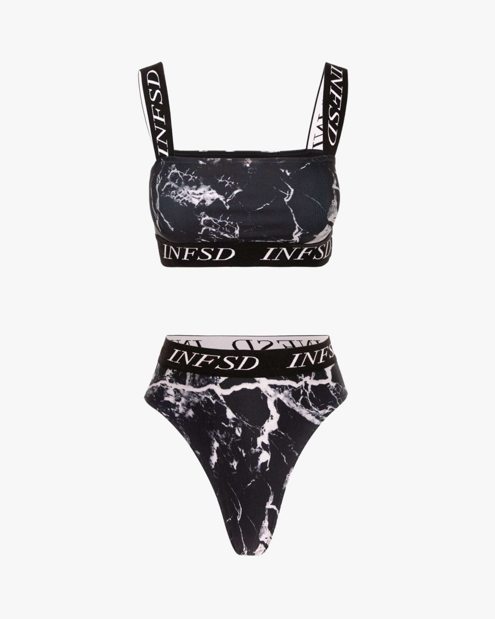 Costum de Baie Bralette, Black Marble
