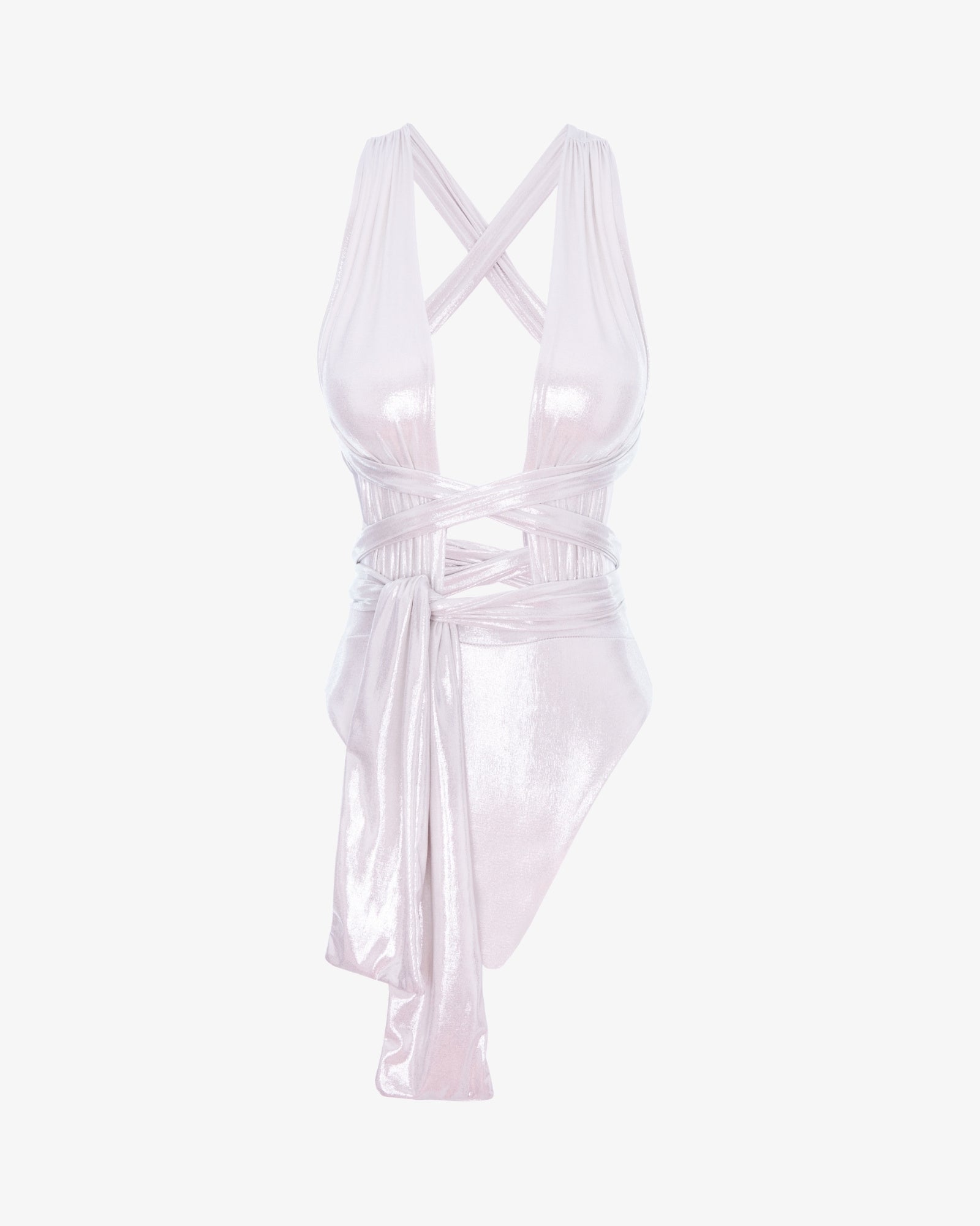 Costum de Baie Intreg, Metallic White