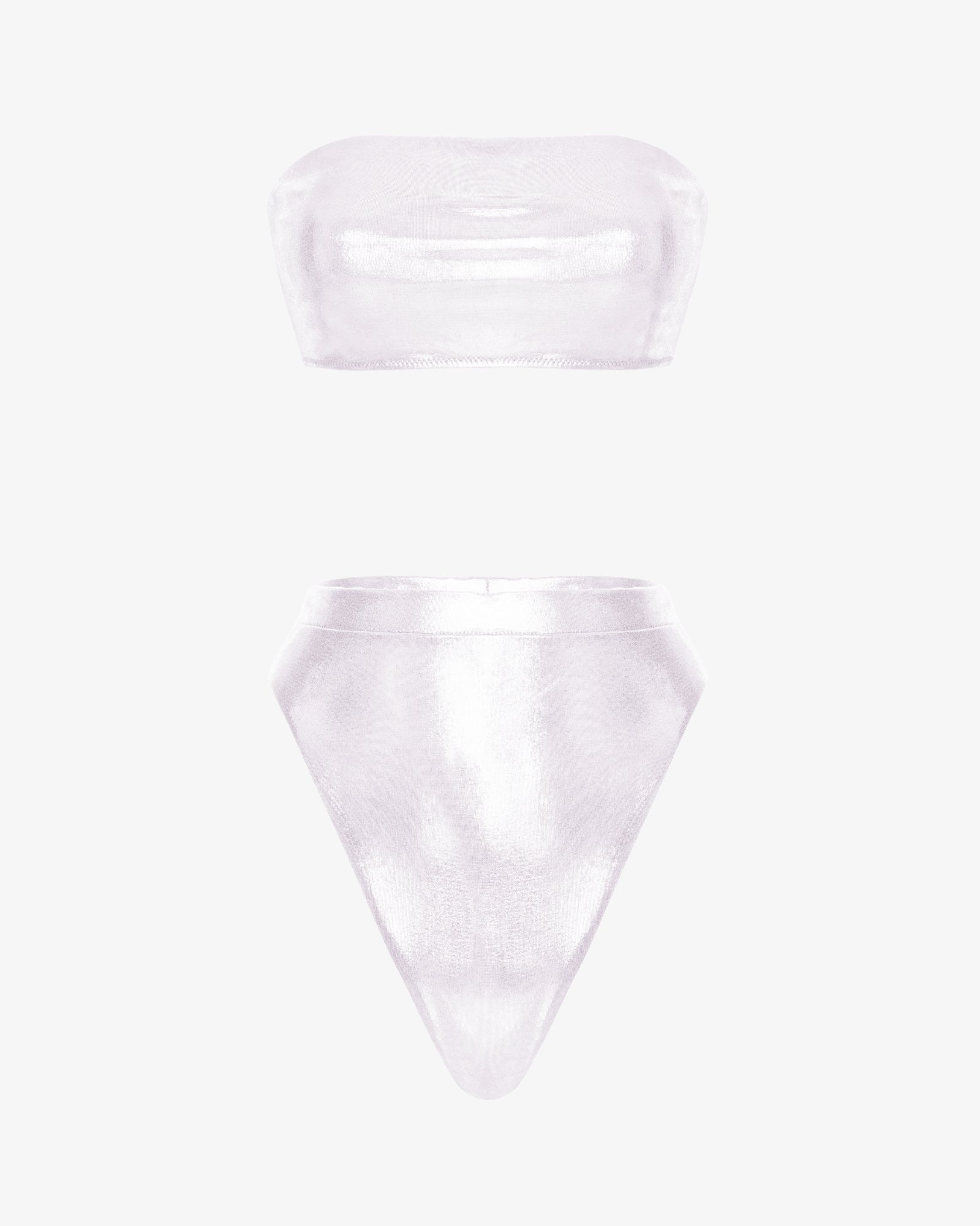 Costum de Baie Bralette, Metallic White