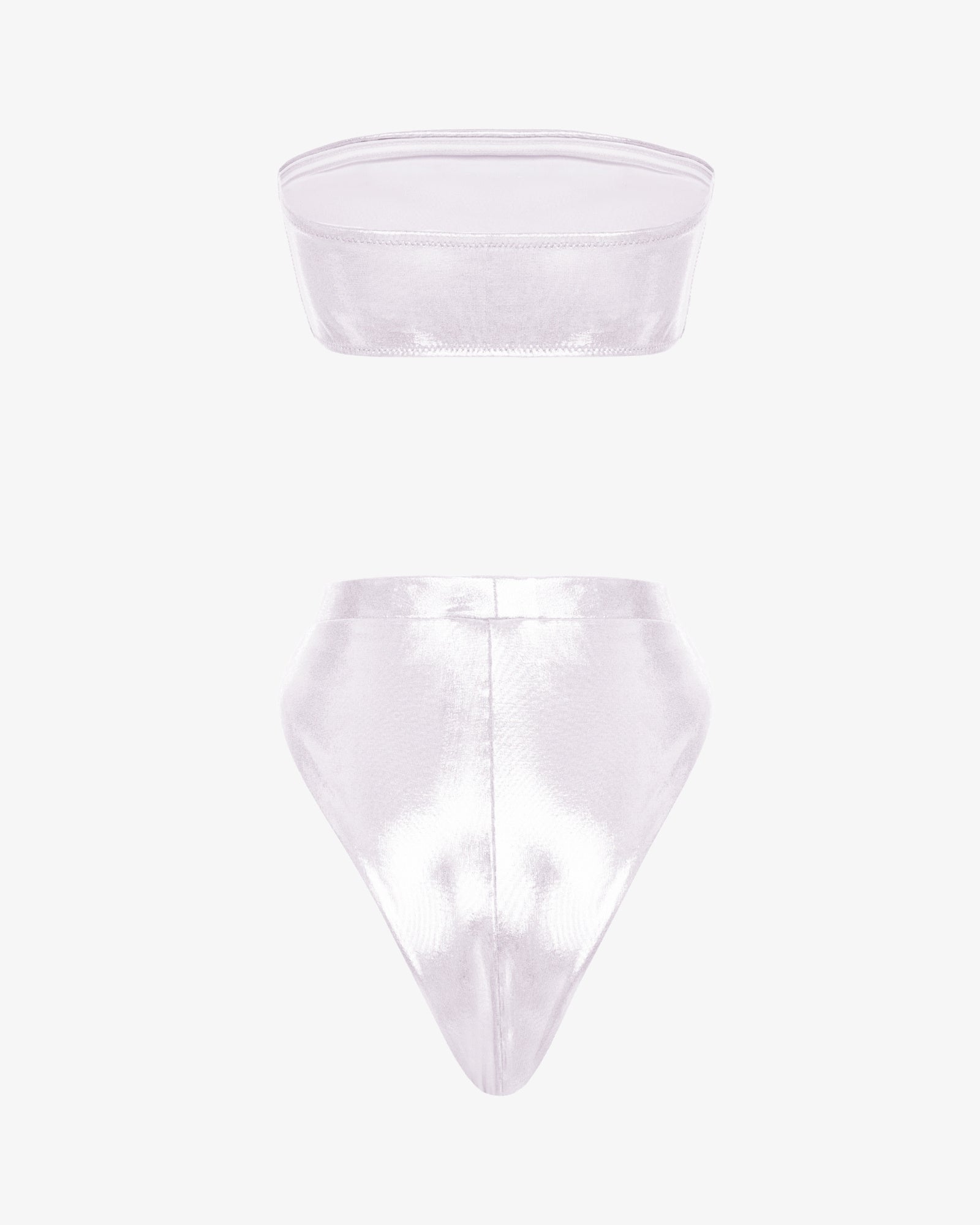 Costum de Baie Bralette, Metallic White