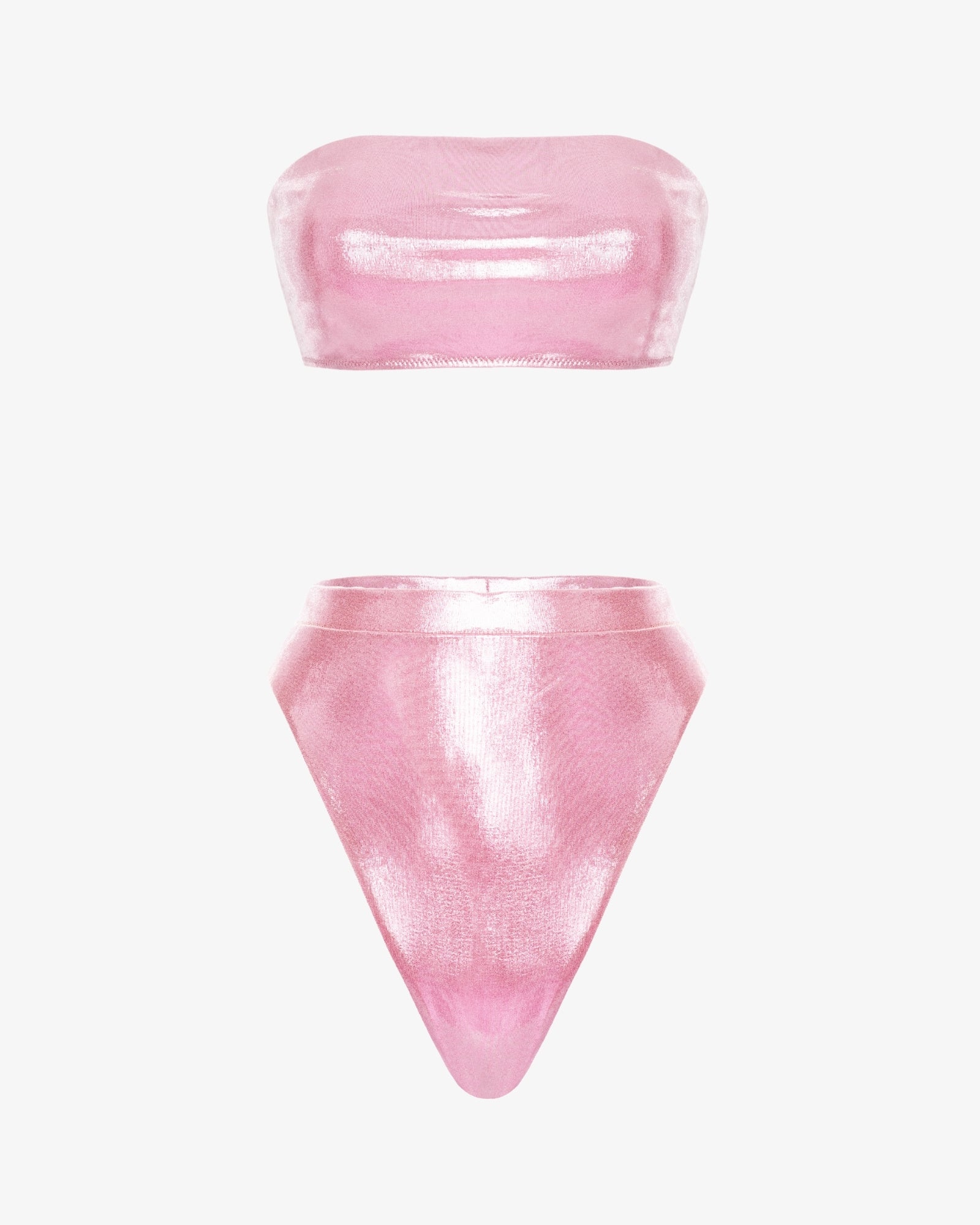 Costum de Baie Bralette, Metallic Pink