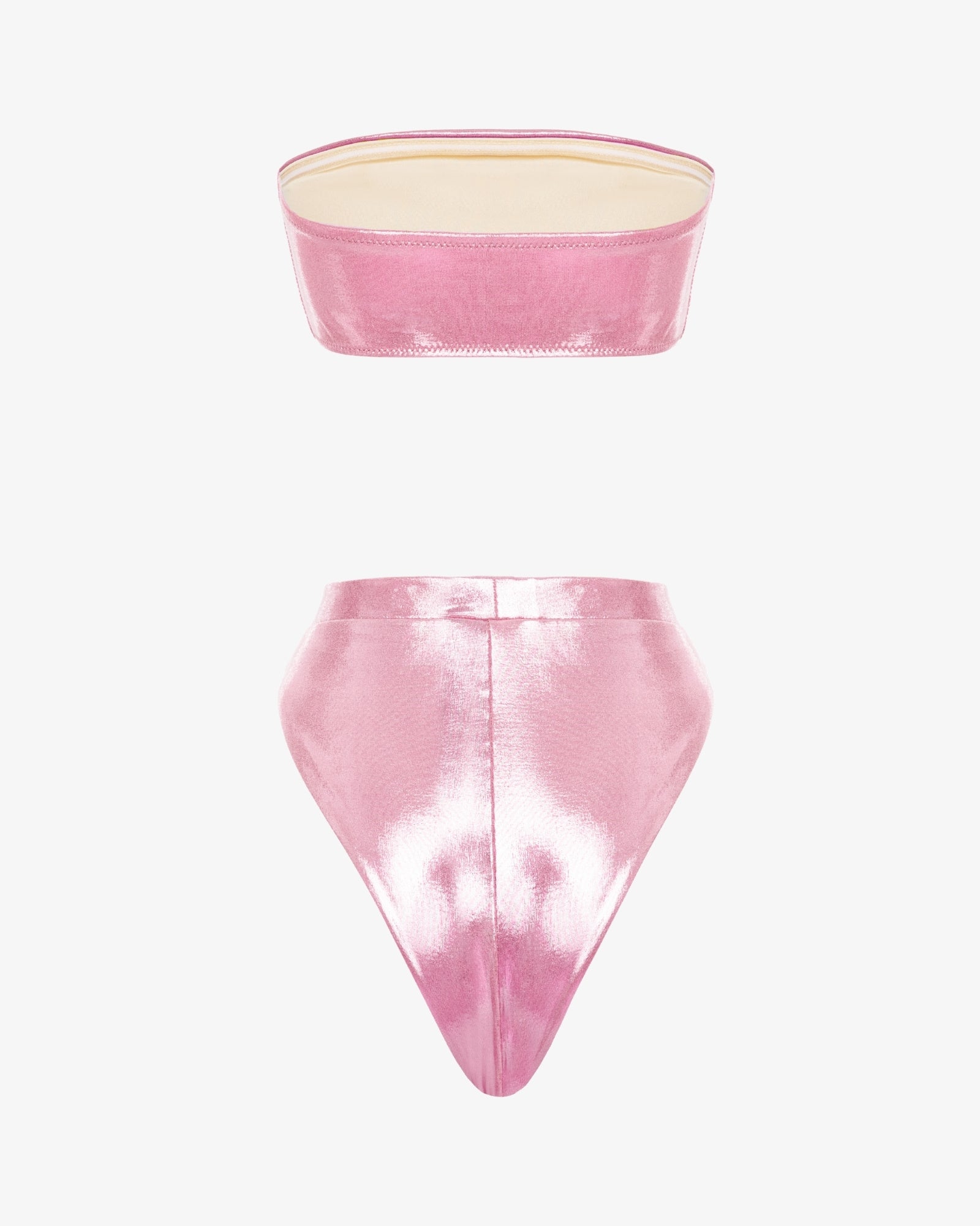 Costum de Baie Bralette, Metallic Pink