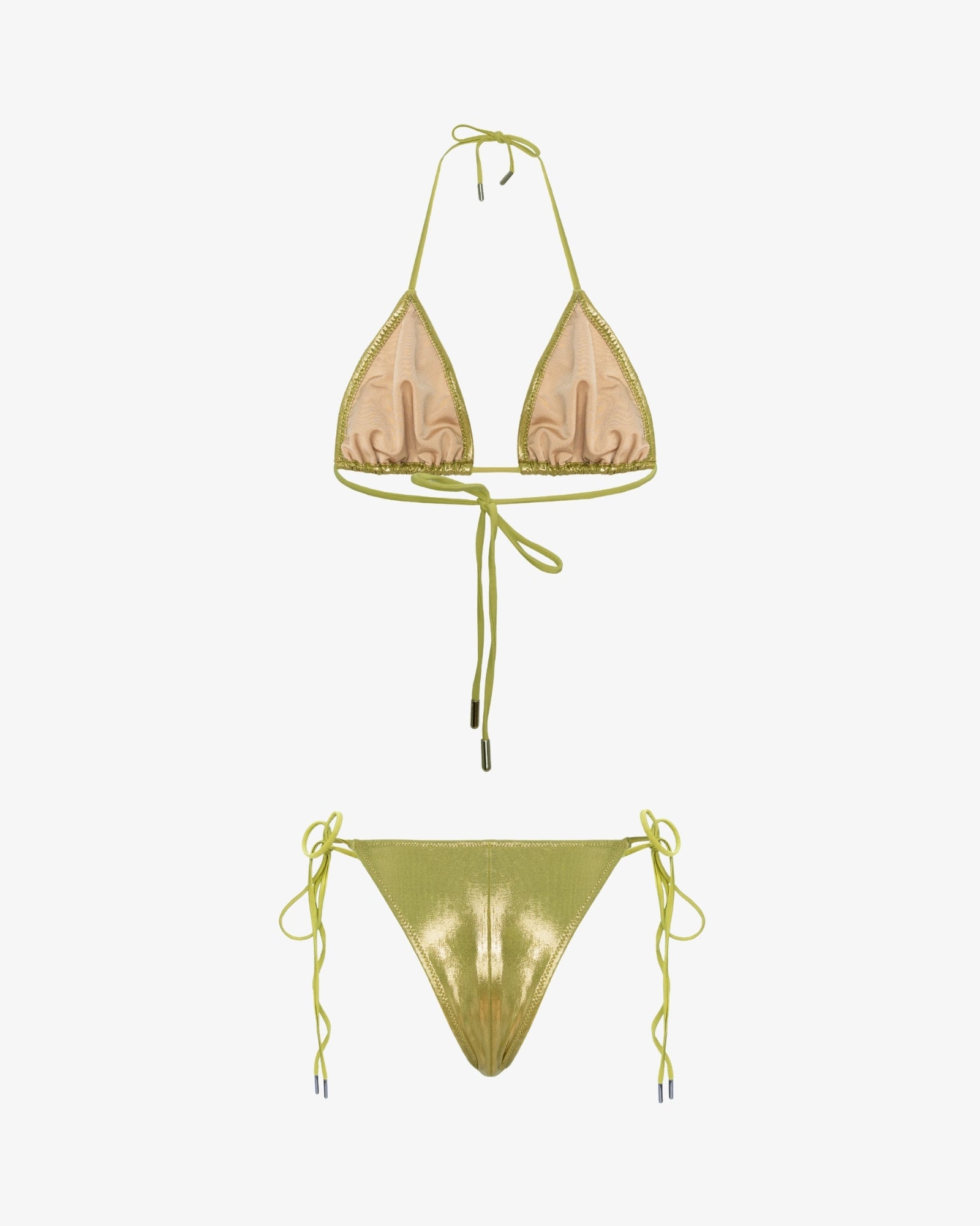 Metallic Green, Triangle Bikini Set