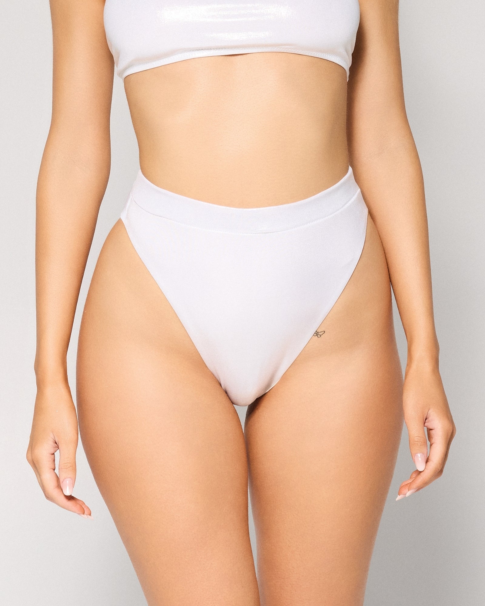 Slip de Baie Bralette, Metallic White