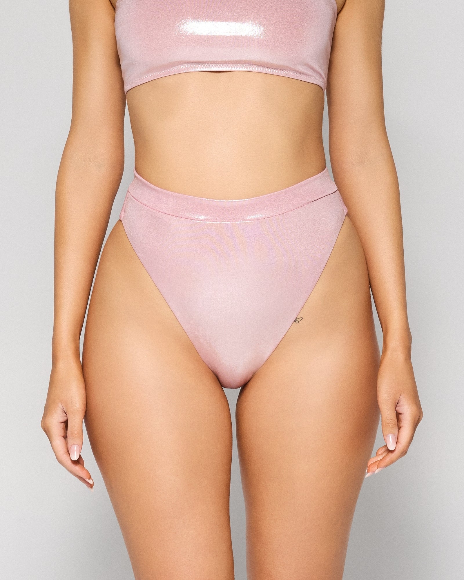 Metallic Pink, Bralette Bikini Bottom