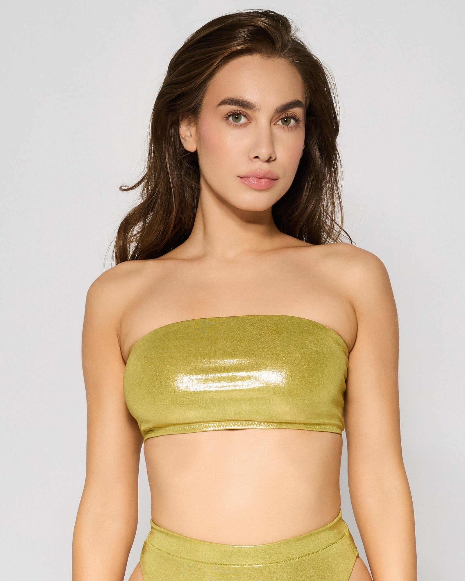 Metallic Green, Bralette Bikini Top